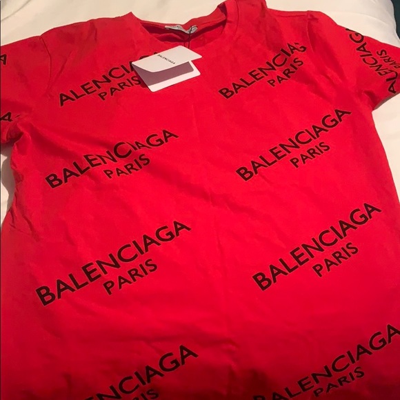red and black balenciaga shirt